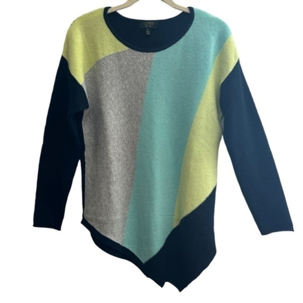 CHARTER CLUB CASHMERE COLOR BLOCK SWEATER SIZE MEDIUM